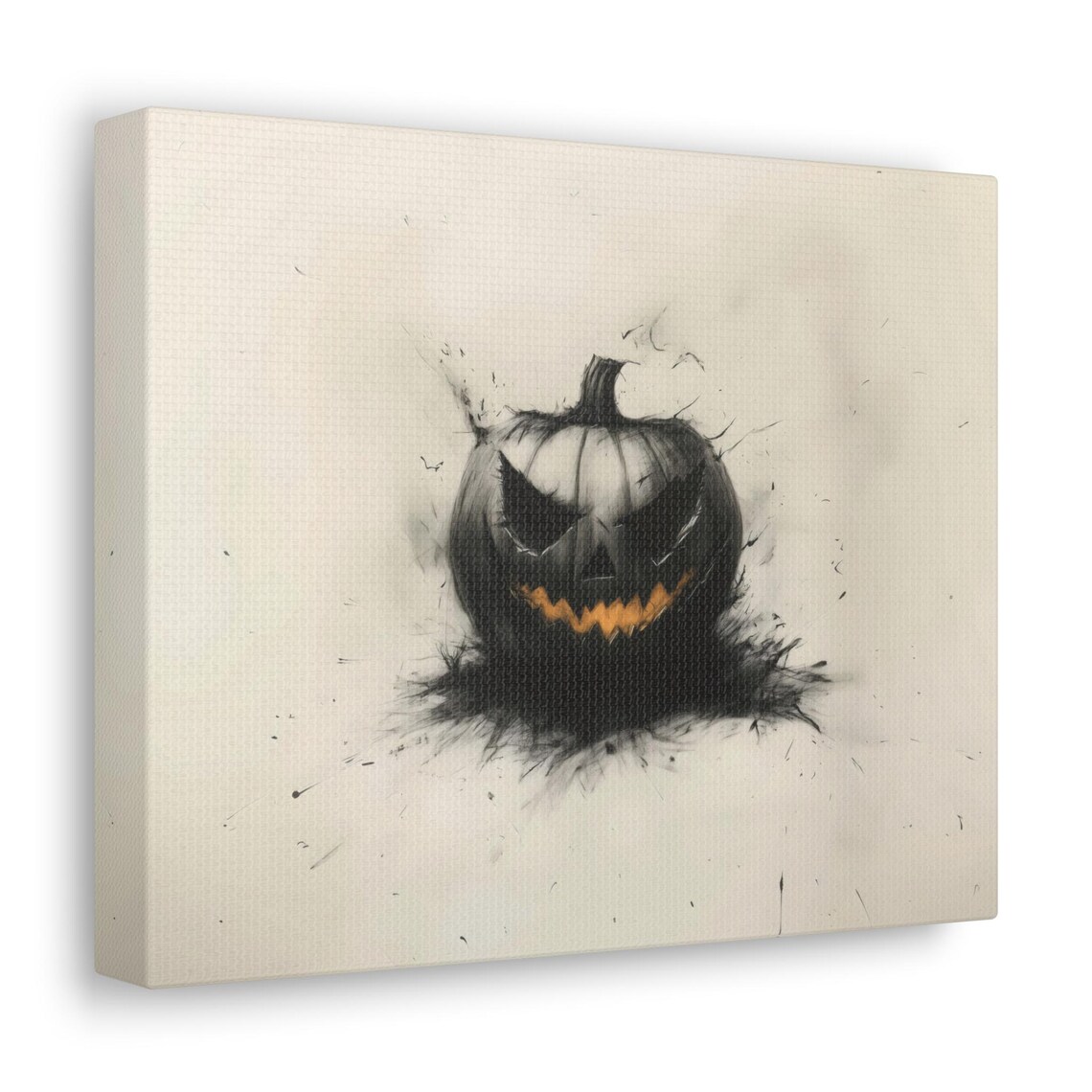 Minimalist Charcoal Jack-O-Lantern Grinning Pumpkin Spooky Halloween Poster - Image 3