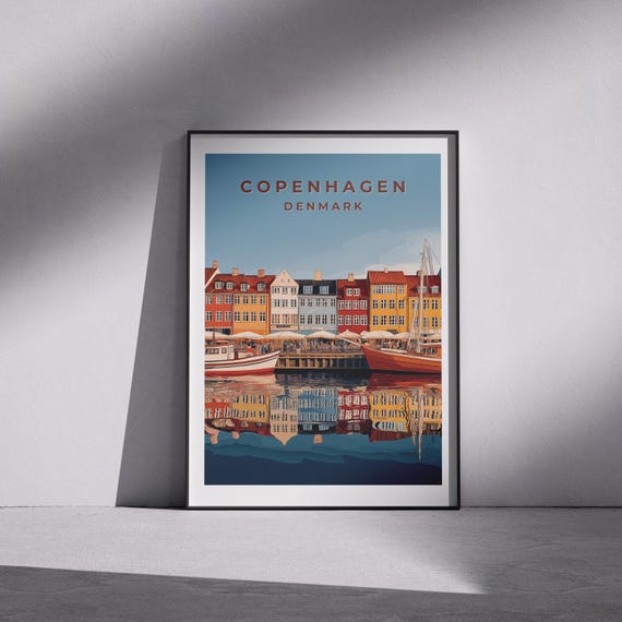 Copenhagen Nyhavn Vintage Travel Poster, Denmark