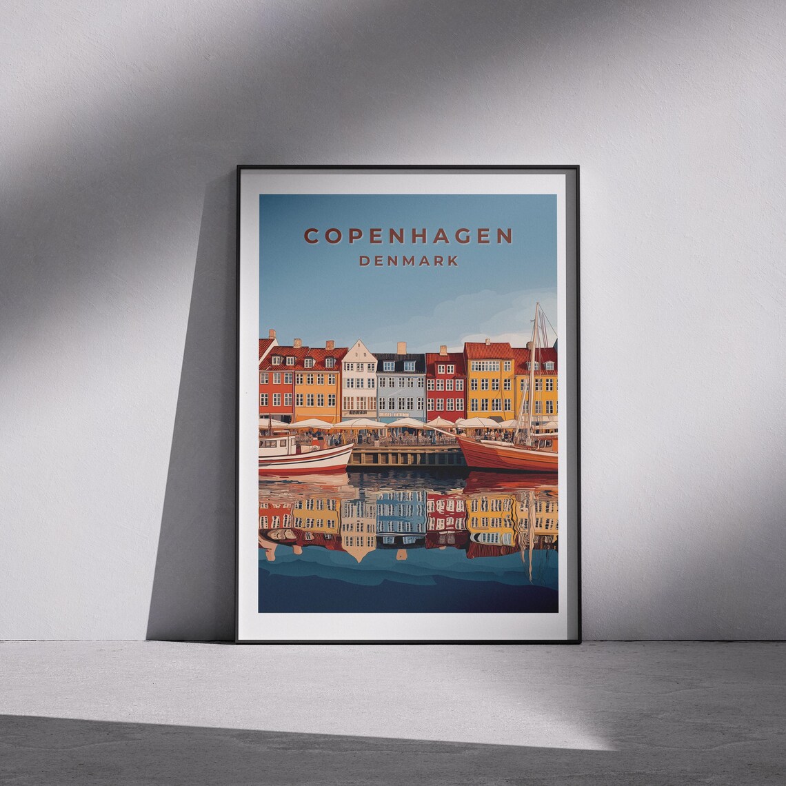 Copenhagen Nyhavn Vintage Travel Poster, Denmark