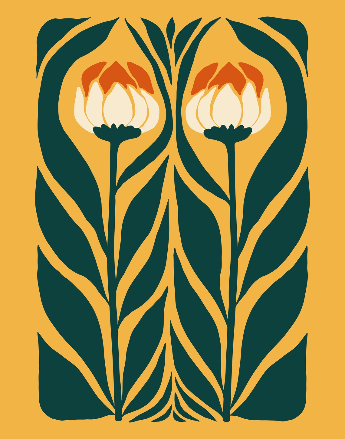 Mustard Tulip Pair Art Deco Floral Botanical Elegant Art Poster - Image 4