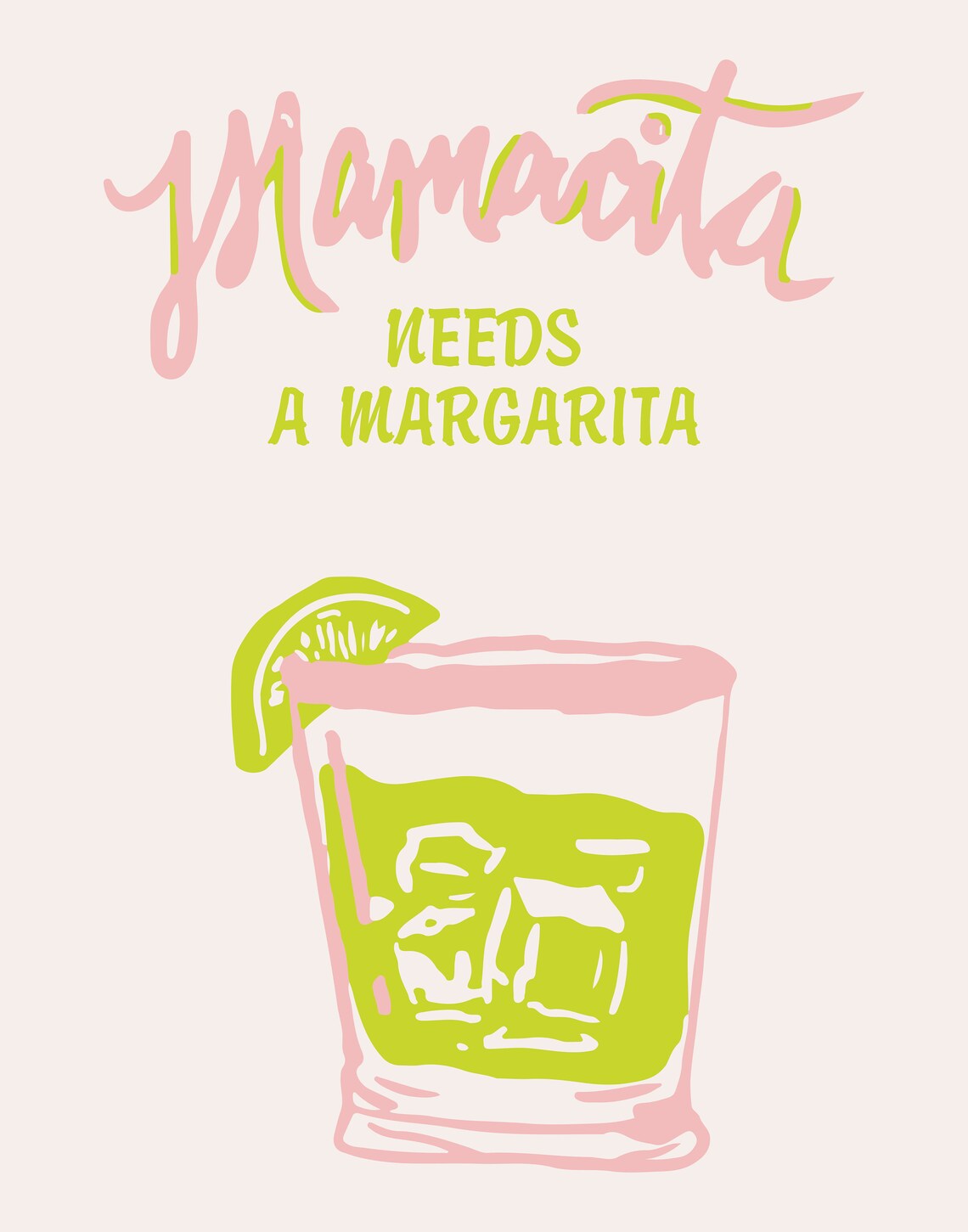 Funny Mamacita Needs a Margarita Pink Cocktail Party Quote Print - Image 3