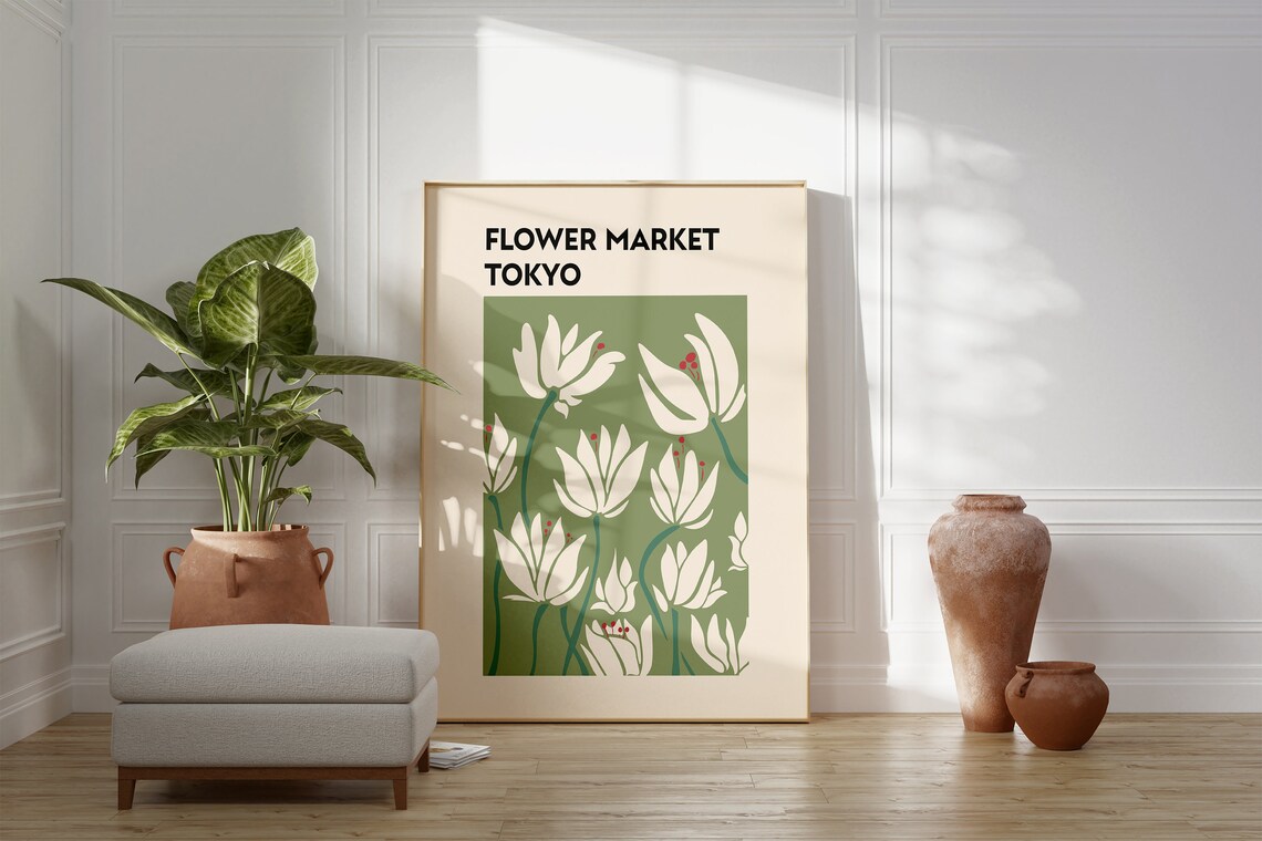 Tokyo Flower Market White Tulip Botanical Illustration Print - Image 4