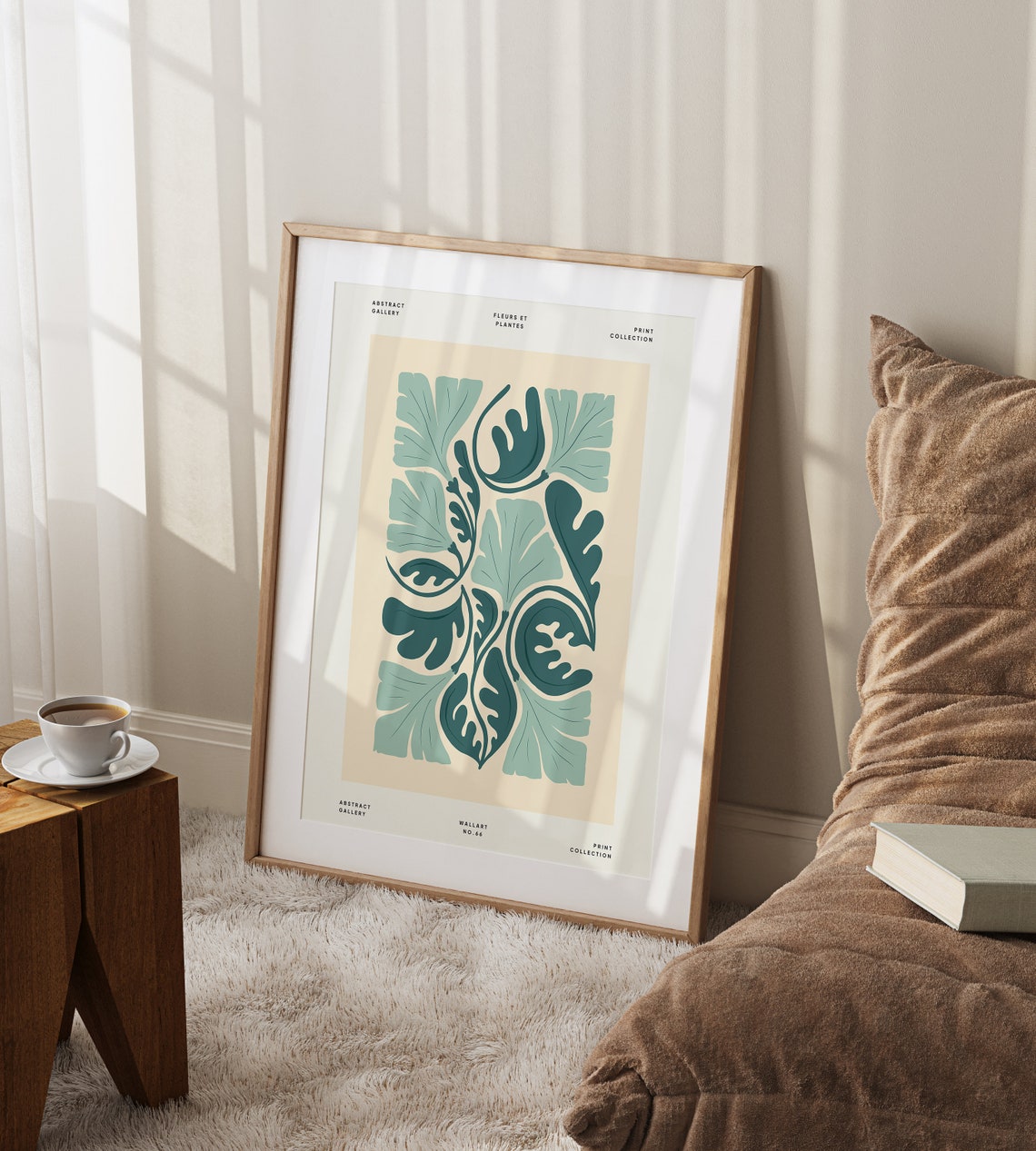 Teal Green Leaf Pattern Fleurs et Plantes Gallery Art Poster - Image 2