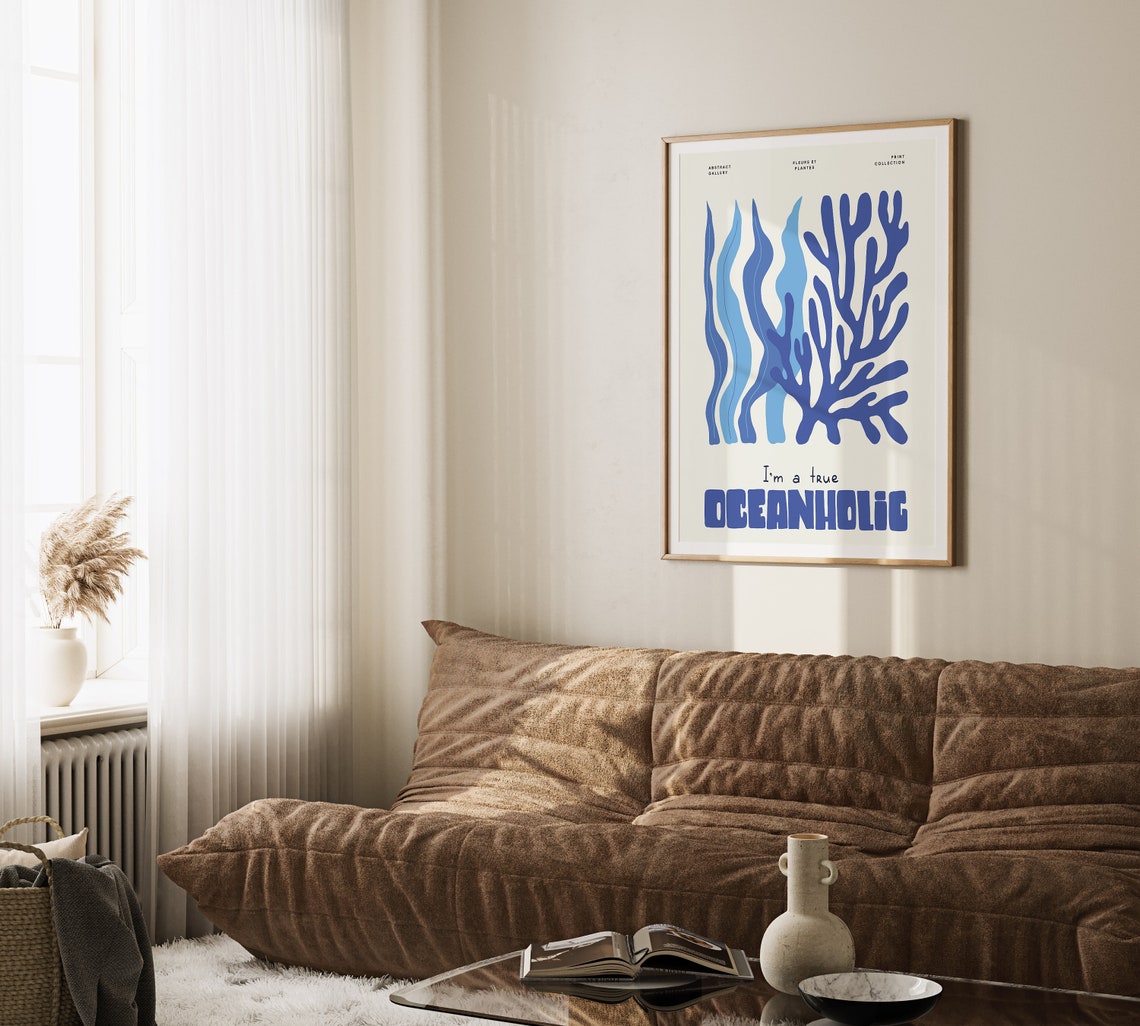 I Am a True Oceanholic Blue Seaweed Coastal Beach Art Poster - Image 2