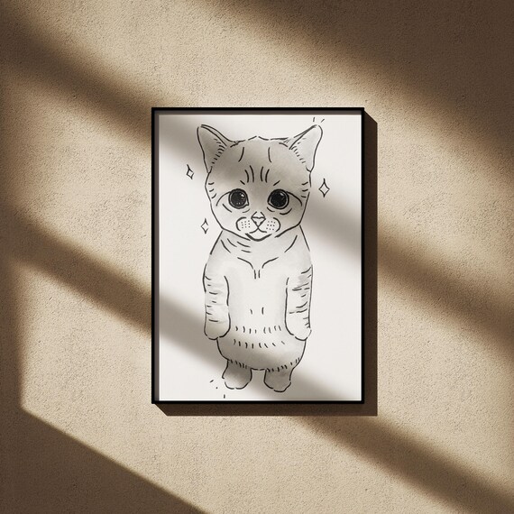 Sparkly Cat, Modern Minimalist Pet Illustration