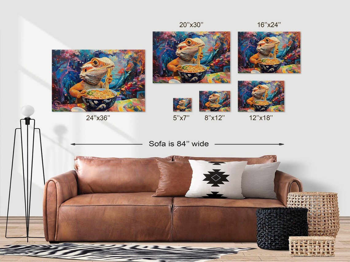 Bearded Dragon Eating Ramen Psychedelic Feast Colorful Reptile Art Poster - Image 3