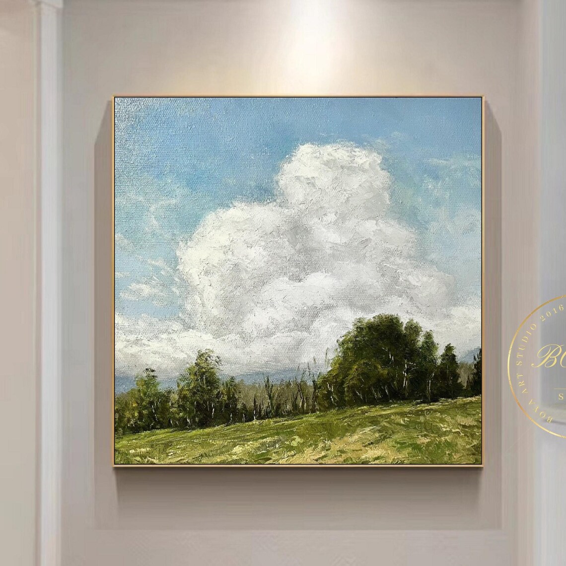 Cloudy Sky Abstract Painting, Wall Art Print