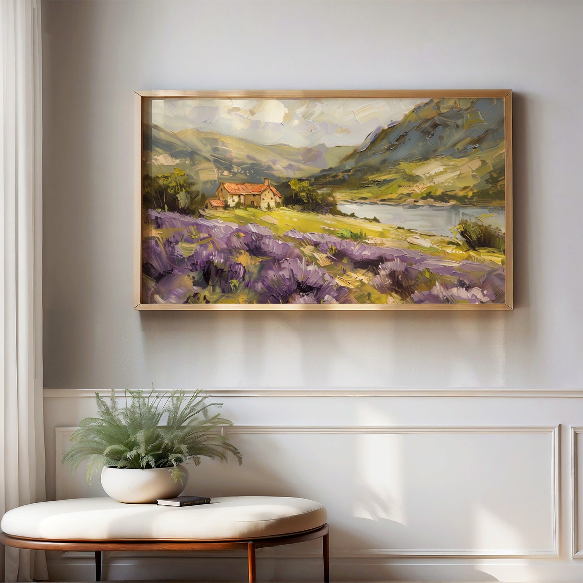 Lavender Fields Rustic Cottage Lake Mountain Provence Style Art Poster - Image 2