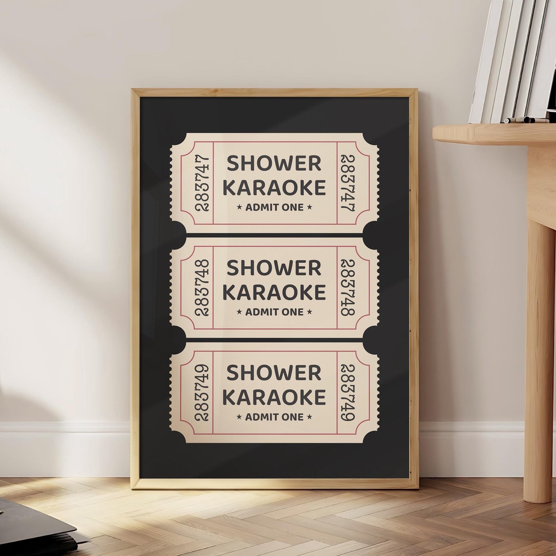 Shower Karaoke Admit One Tickets Red Border On Black Funny Poster