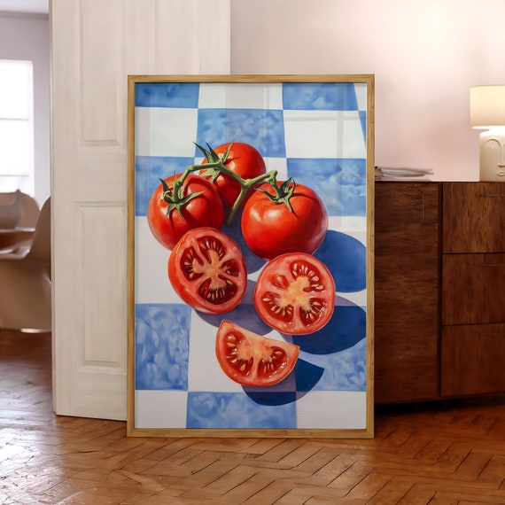 Tomato Wall Art Trendy Poster Vintage Food Print Kitchen Retro Prints Optional Frame
