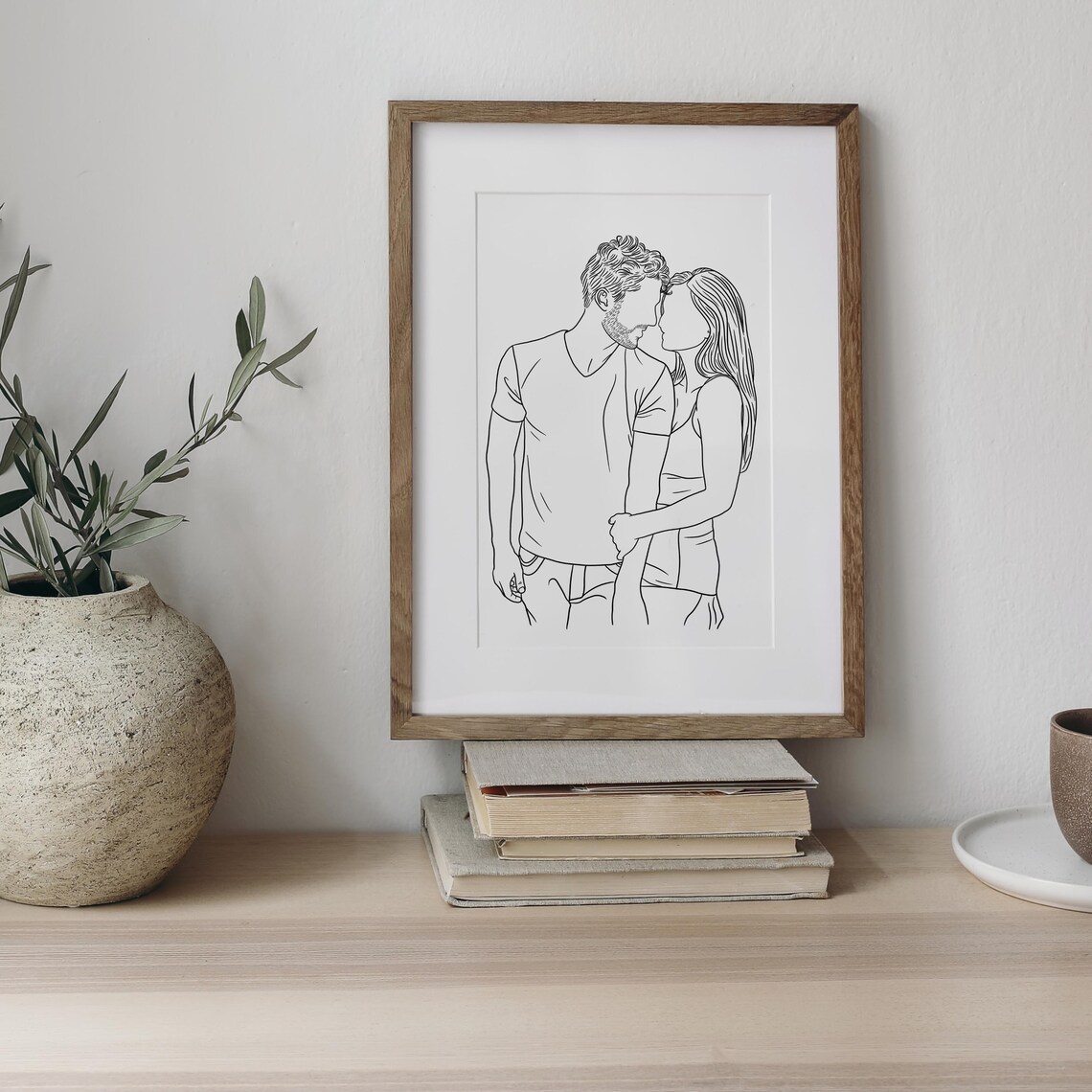 You and Me Faceless Couple Line Art Romantic Love Portrait Poster - Image 3