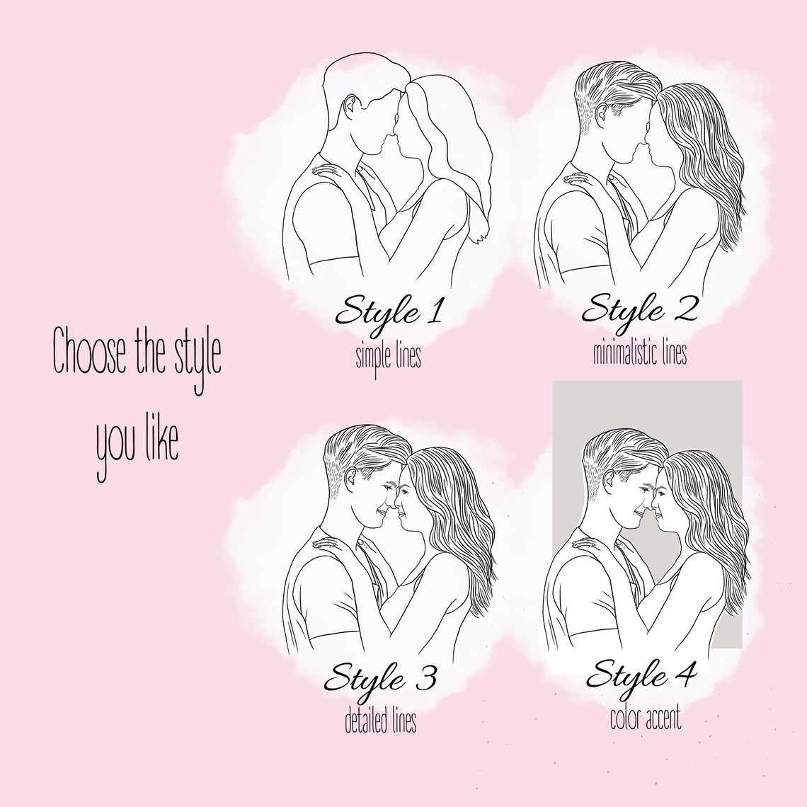 Custom Line Art Portrait, Personalized Family Gift - Image 2