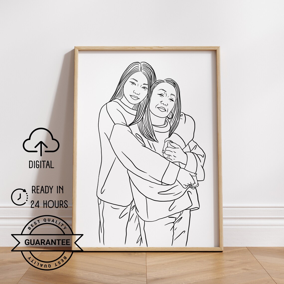 Mother's Day Gift One Line Art Couple Portrait