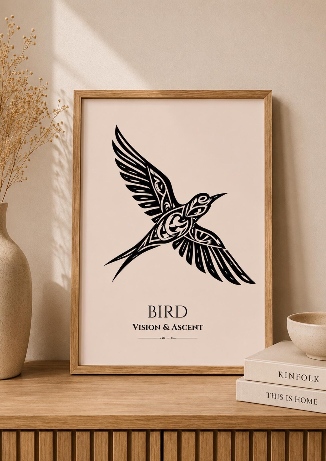 Tribal Bird Swallow Vision Ascent Spiritual Boho Symbol Poster