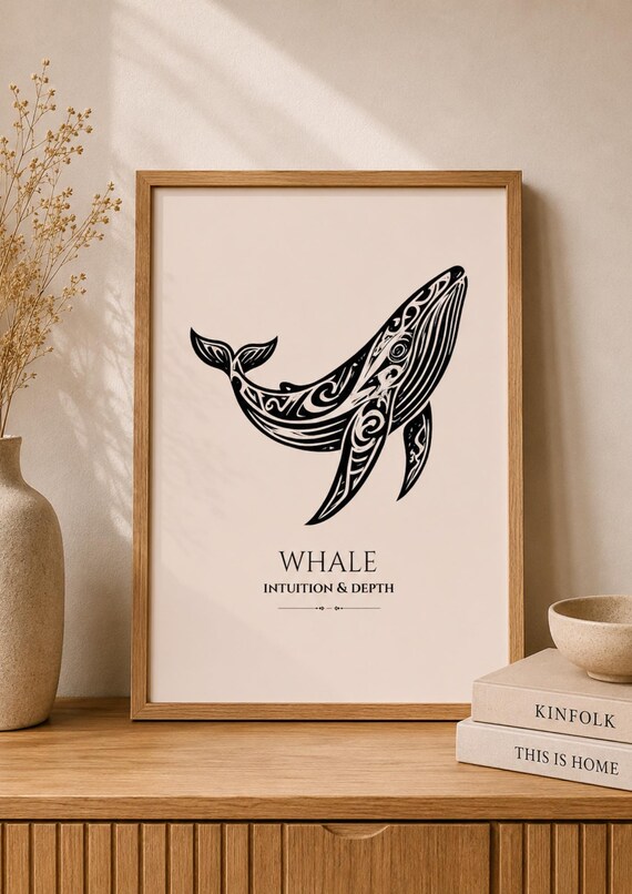 Tribal Whale Intuition Depth Ocean Spirit Boho Symbol Poster