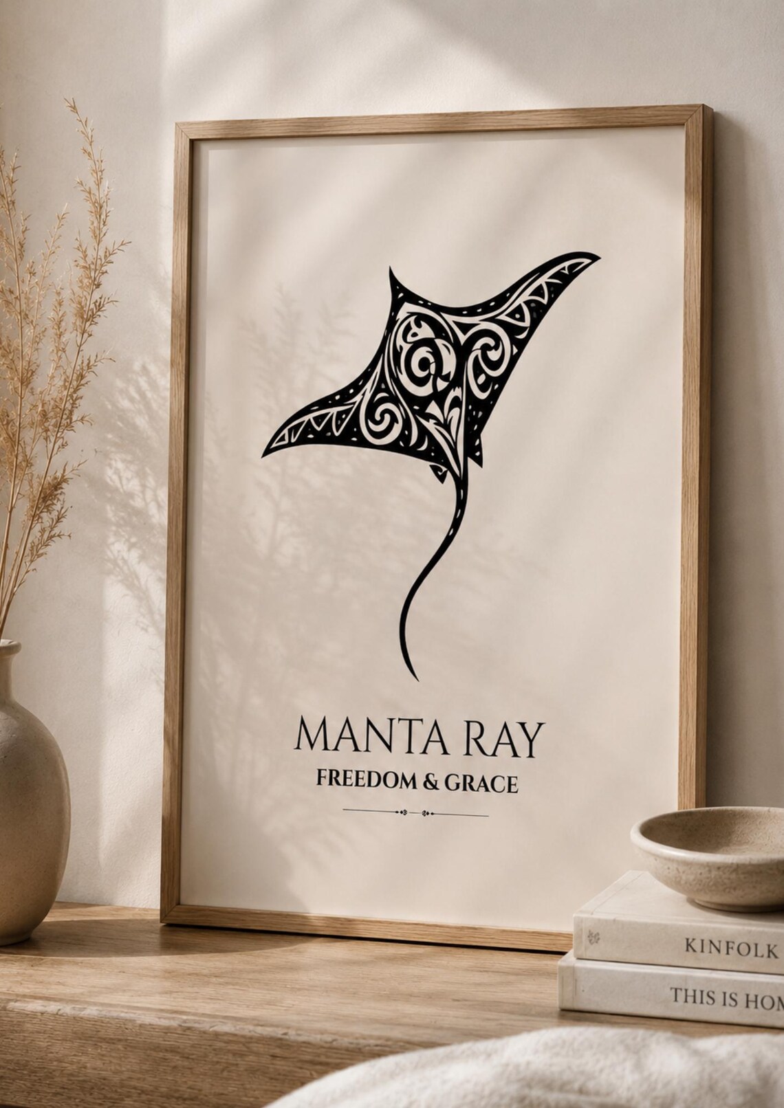 Manta Ray Freedom Grace Tribal Ocean Spirit Boho Symbol Poster