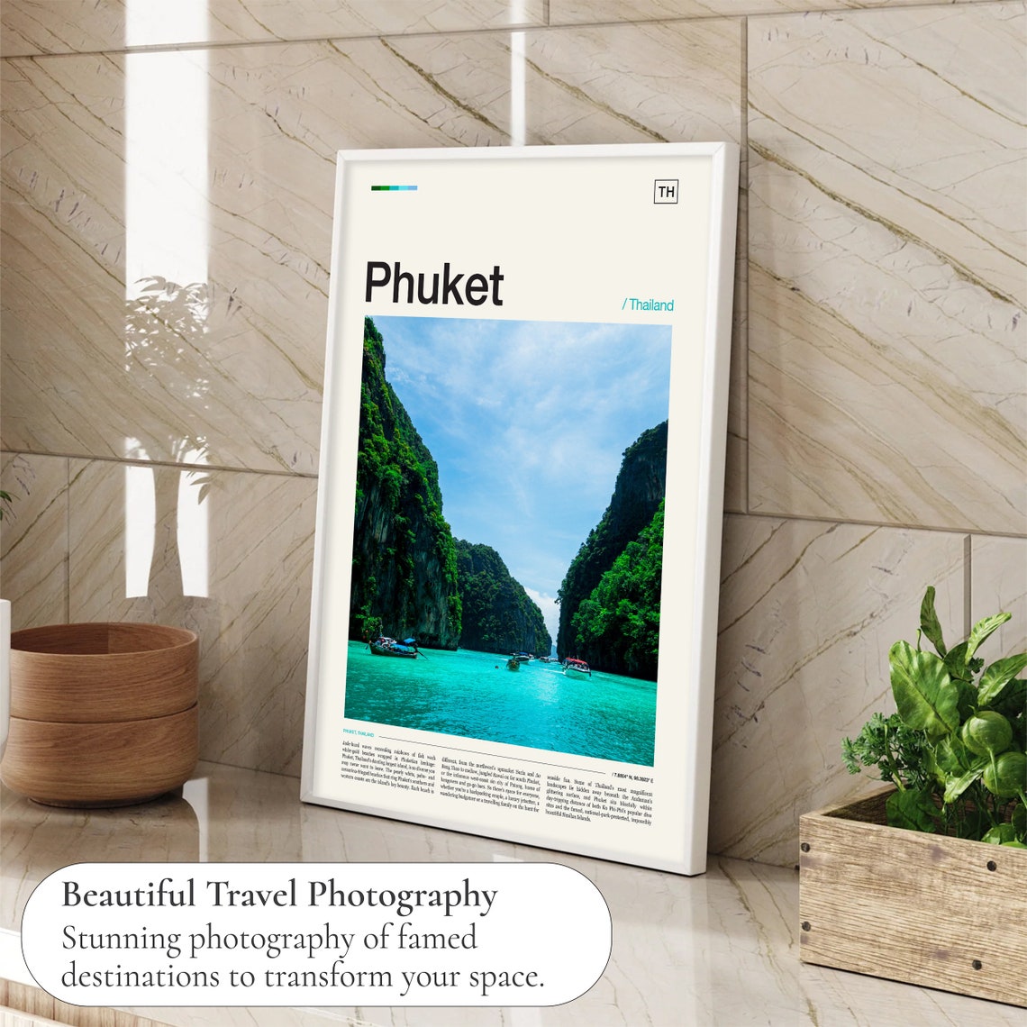 Phuket Thailand Limestone Cliffs Longtail Boats Turquoise Sea Poster - Image 4