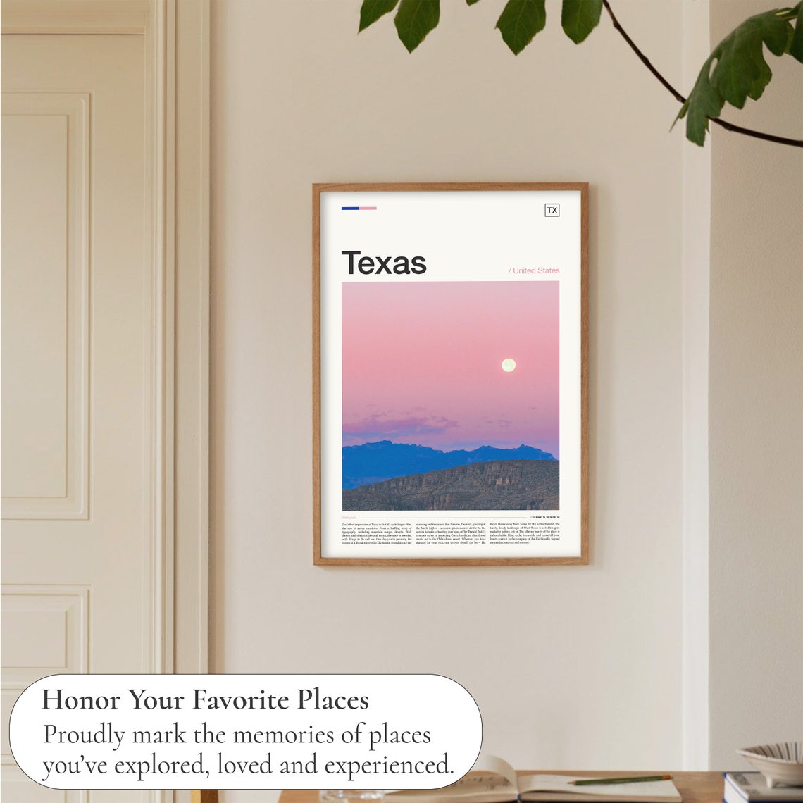 Texas Big Bend Desert Moonrise Pink Sky Rocky Mountains Wall Art - Image 5