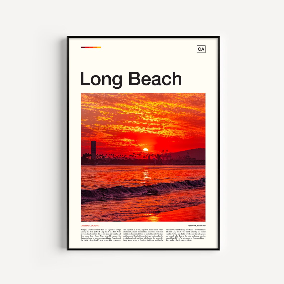 Long Beach California Travel Poster, USA Wall Art