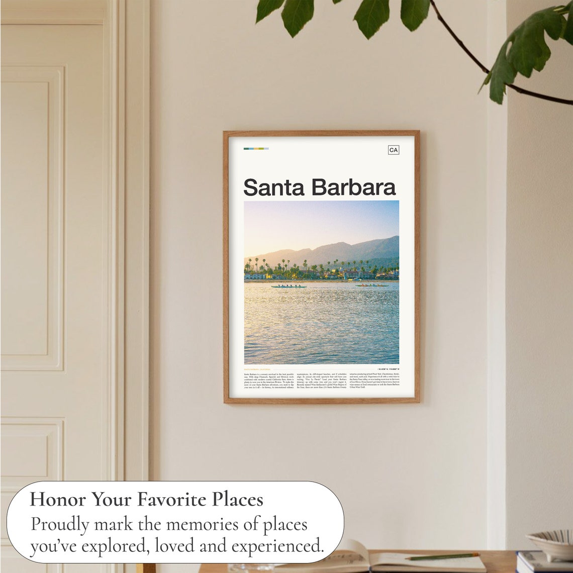 Santa Barbara California Beach Sunset Editorial Travel Poster - Image 5