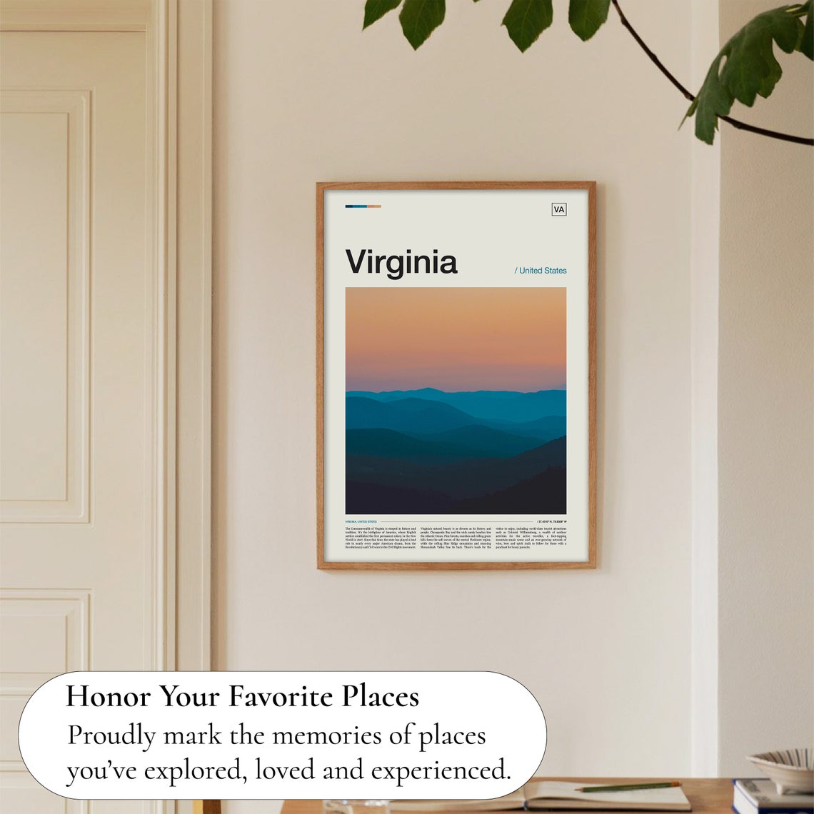 Virginia Blue Ridge Mountain Sunset Gradient Landscape Poster - Image 5
