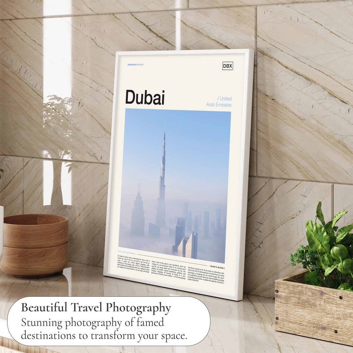 Dubai Burj Khalifa Mist Skyscraper Skyline Editorial Travel Poster - Image 4