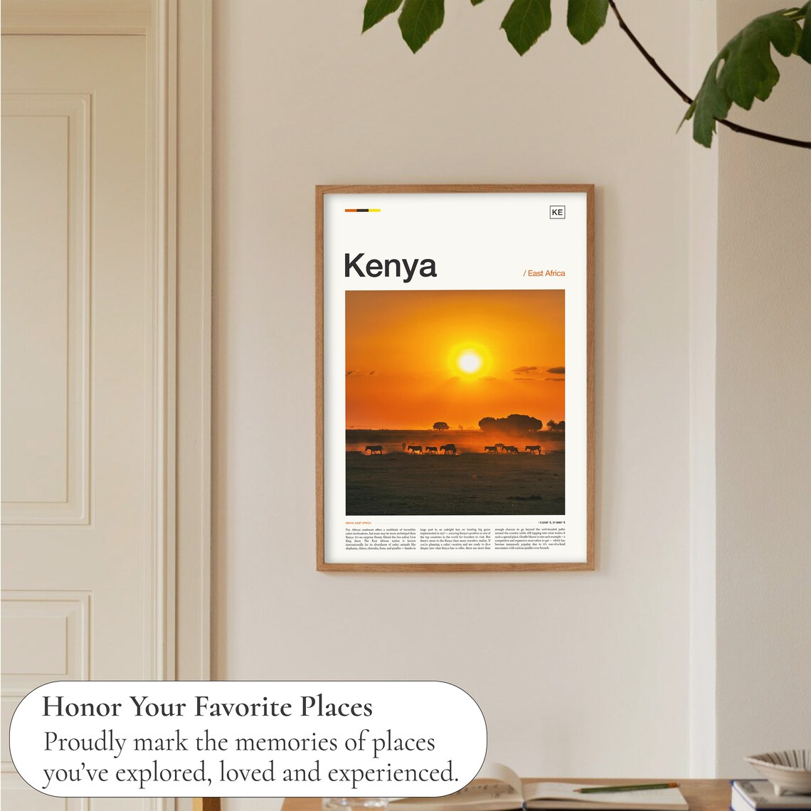 Kenya East Africa Safari Sunset Animals Silhouette Travel Poster - Image 5