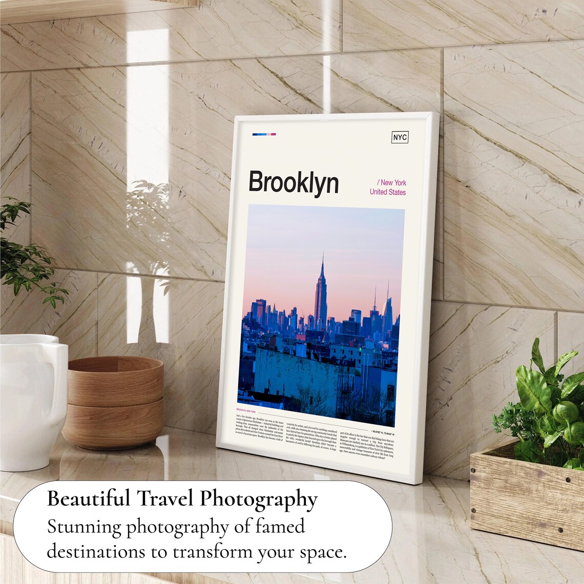 Brooklyn New York Sunset Manhattan Skyline Photo Travel Poster Art - Image 4