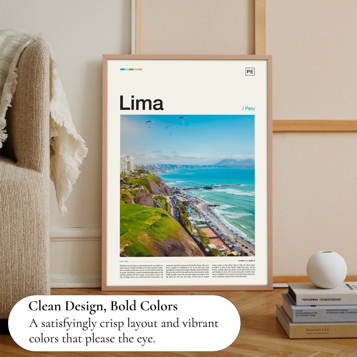 Lima Peru Paragliders Over Cliffs Pacific Coast Aerial Photo Poster - Image 3
