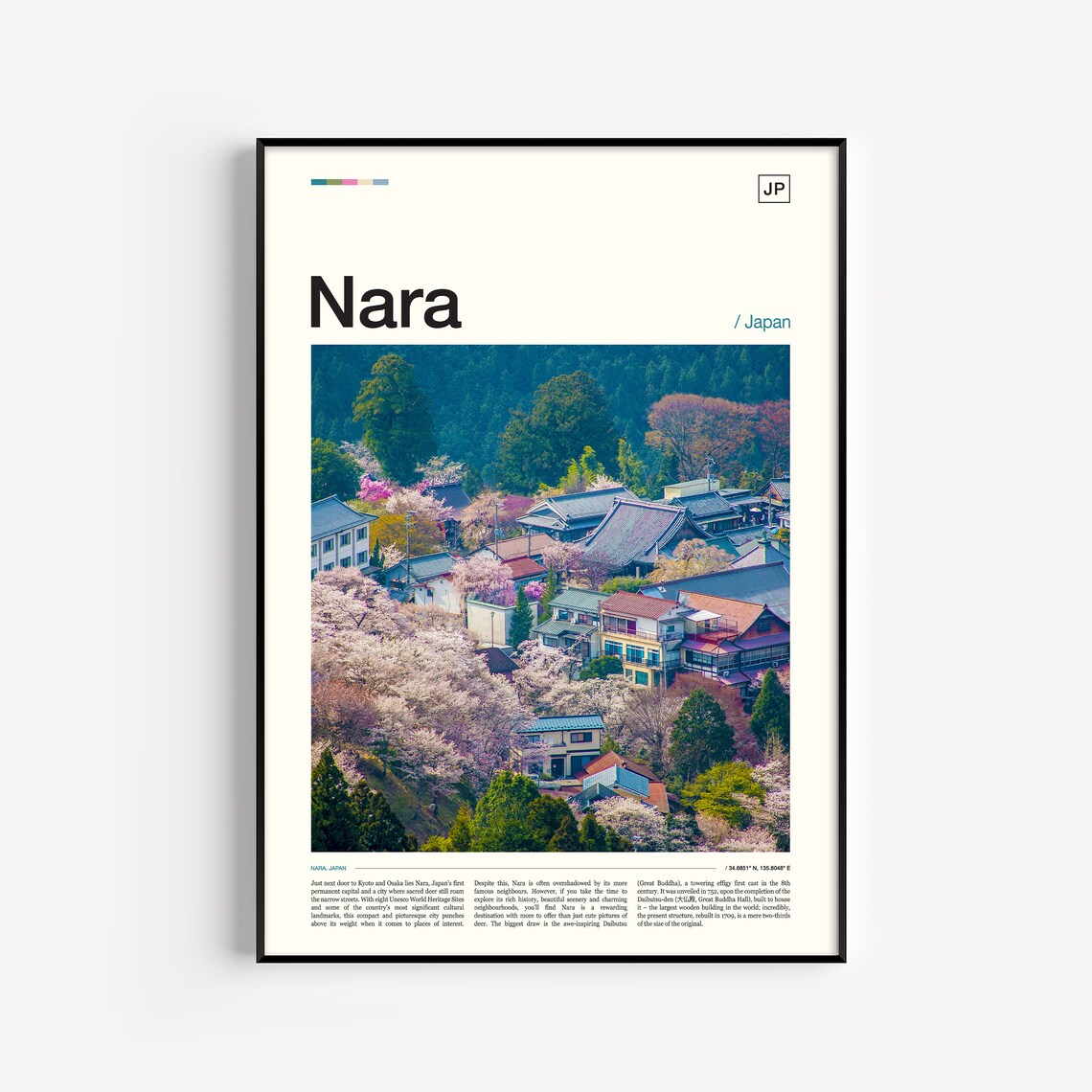 Nara Japan Travel Poster, Asia Wall Art Print