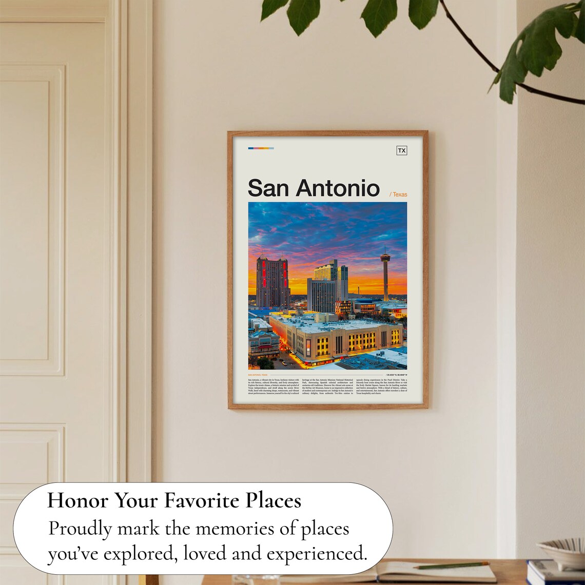 San Antonio Texas Downtown Sunset Skyline Evening Photo Poster - Image 5