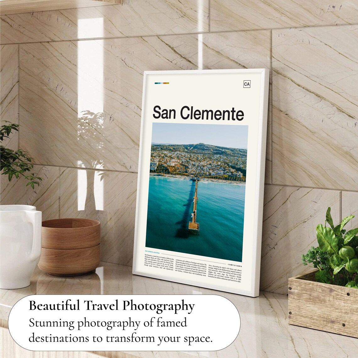 San Clemente Pier Aerial Ocean California Surf Town Beach Photo Poster - Image 4