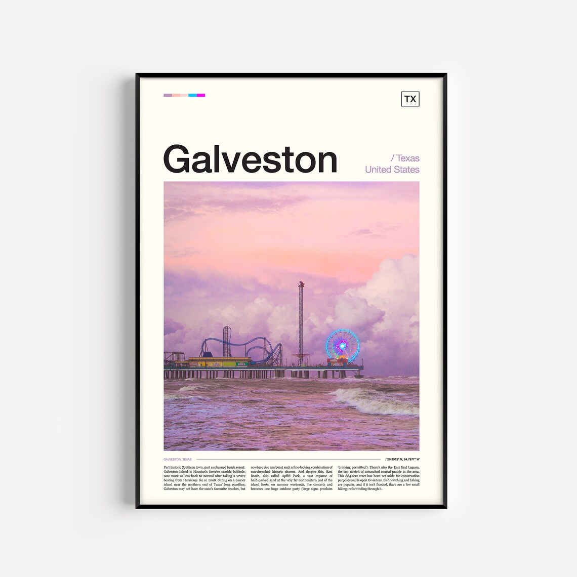 Galveston Print Galveston Texas Galveston Poster Galveston Wall Art Galveston Art Print Galveston Artwork Galveston Photo