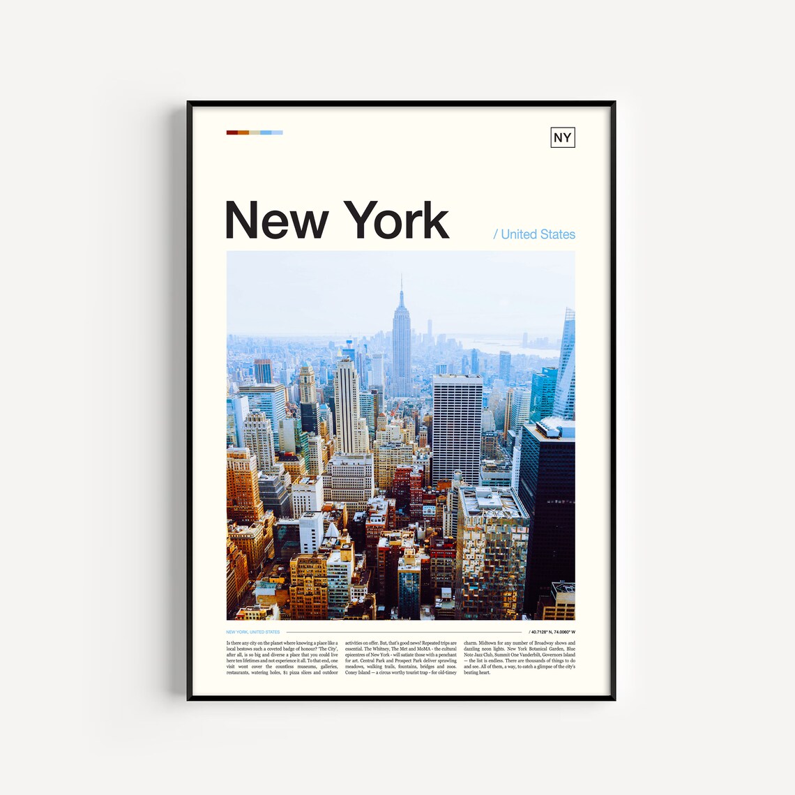 New York State Travel Poster, NY Wall Art Print
