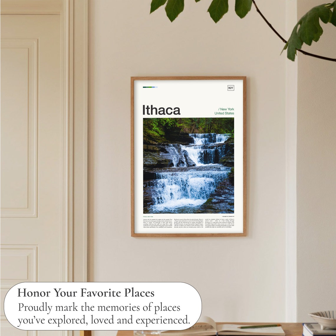 Ithaca New York Cascading Waterfall Lush Gorge Nature Photo Poster - Image 5