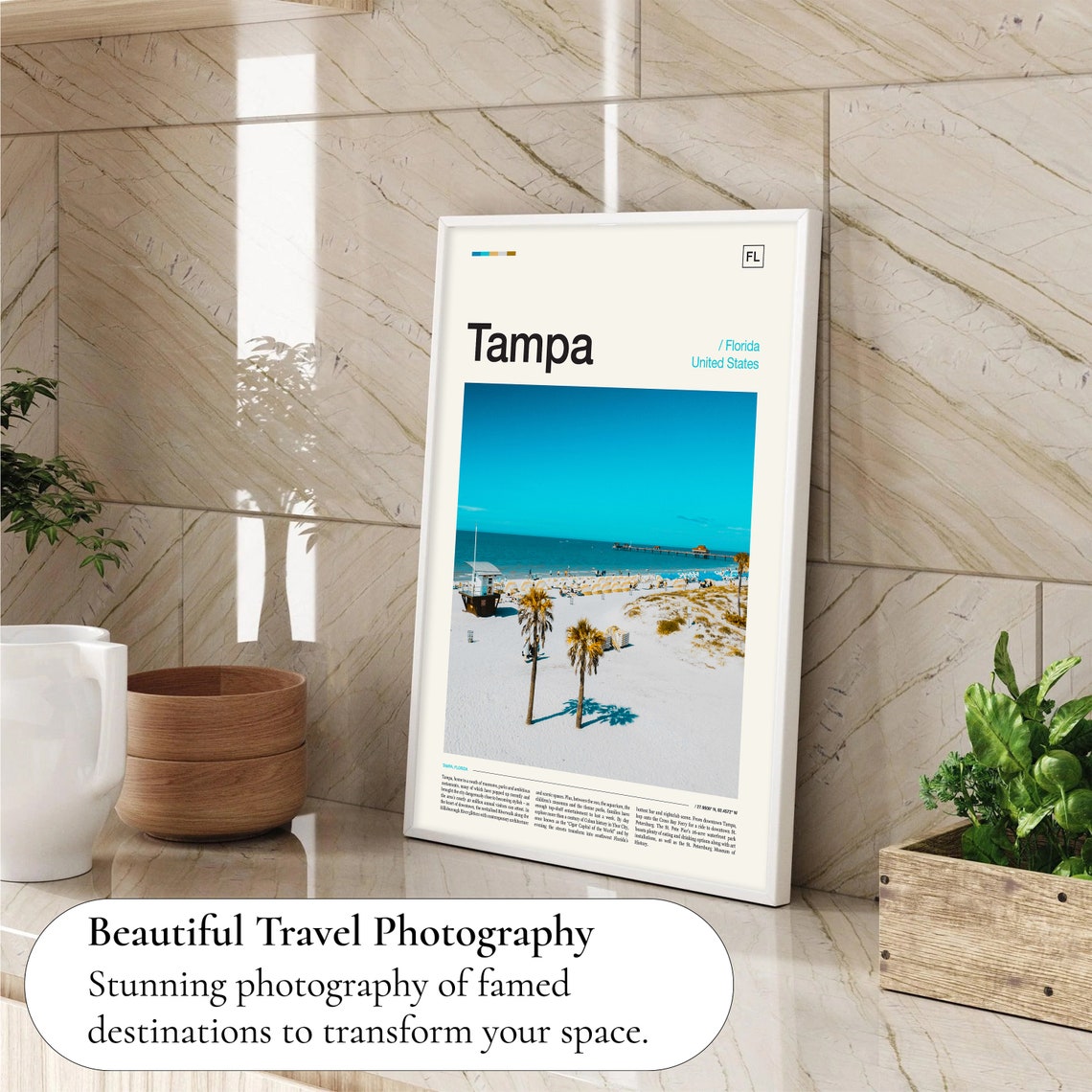 Tampa Florida Lifeguard Stand Pier Turquoise Beach Ocean View Poster - Image 4