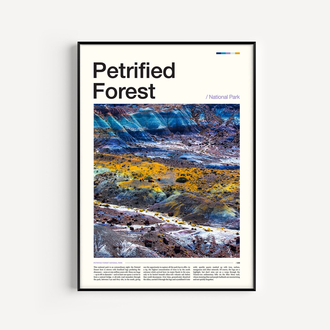 Petrified Forest National Park Painted Desert Badlands Editorial Travel Poster