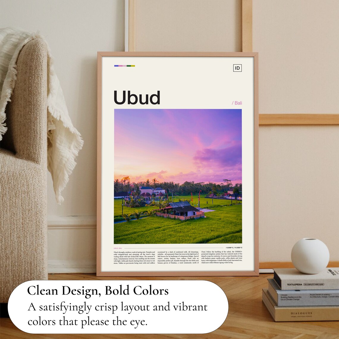 Ubud Bali Emerald Rice Paddies Sunset Village Photo Travel Poster - Image 3