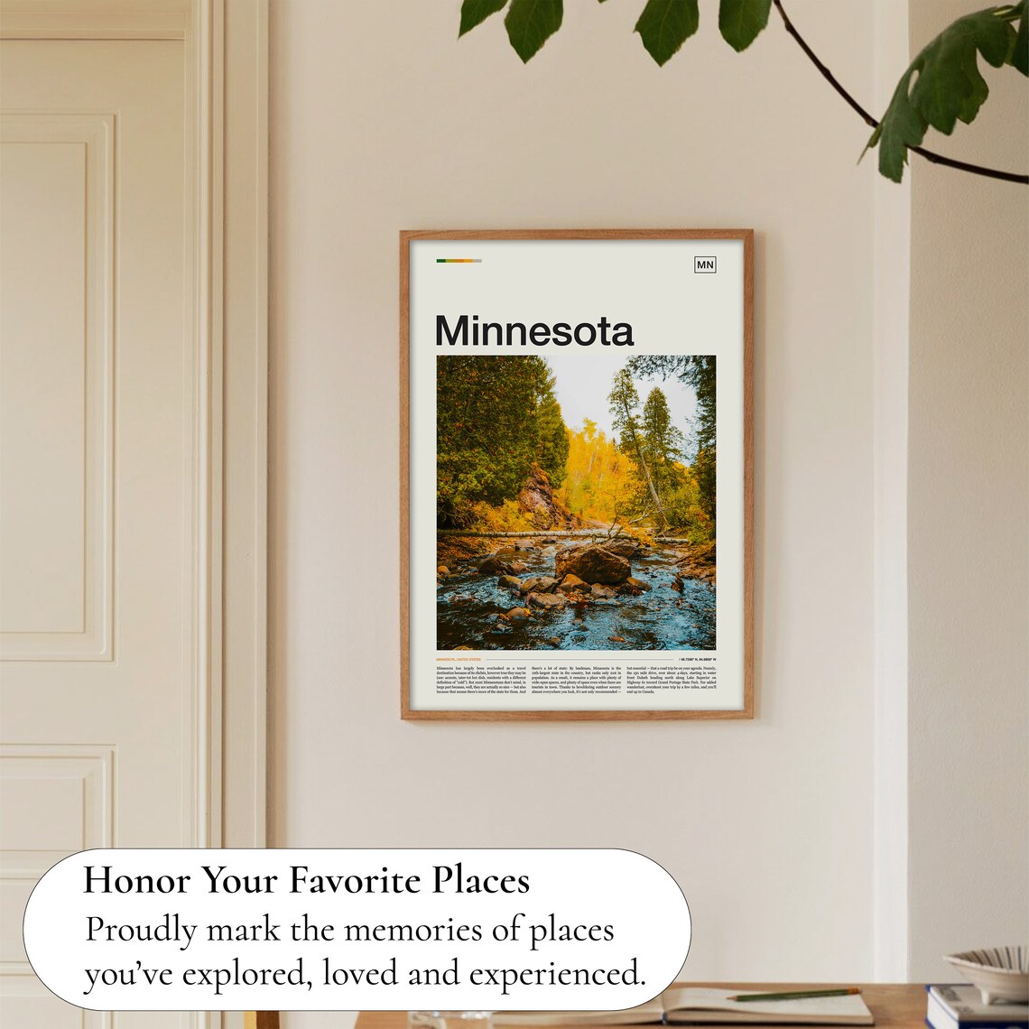 Minnesota United States Autumn Creek Forest Scene Travel Poster - Image 5