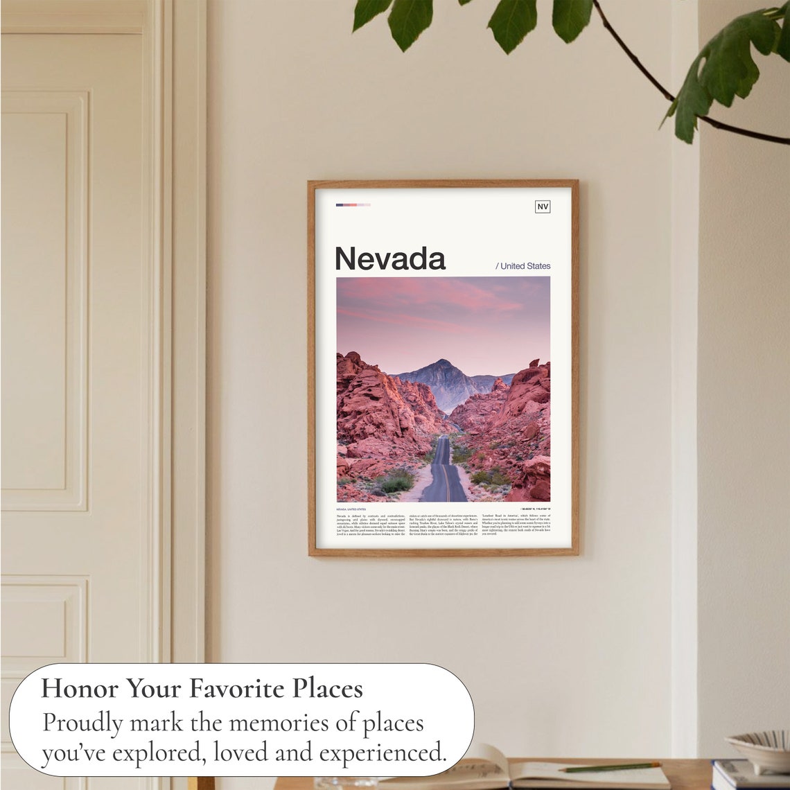 Nevada Scenic Desert Red Rock Road Sunset Editorial Travel Poster - Image 5