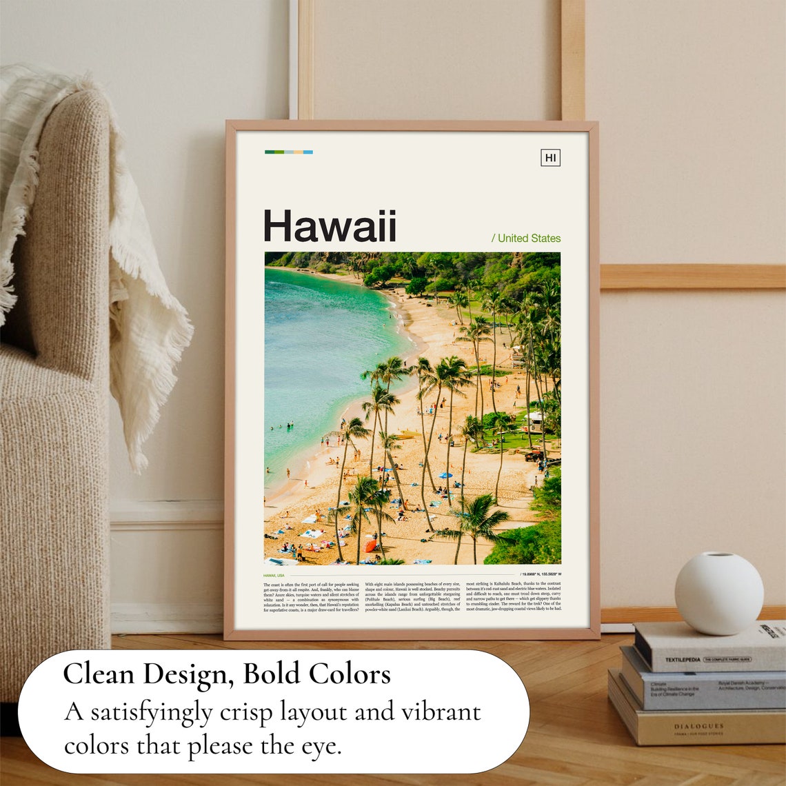 Hawaii Tropical Beach Aerial View Palm Trees White Sand Coastal Poster - Image 2