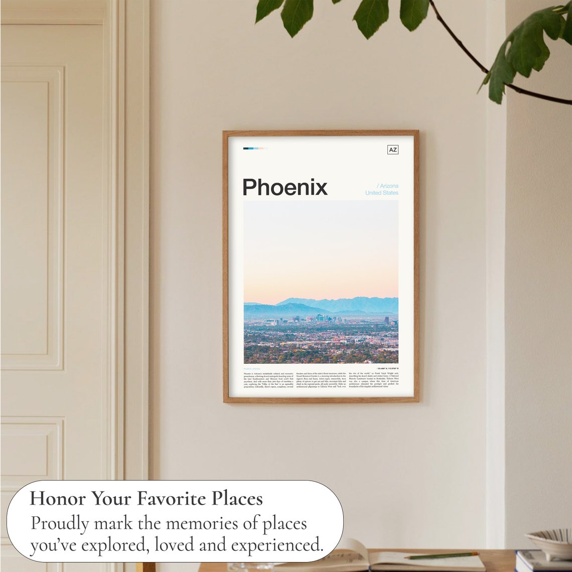 Phoenix Arizona Skyline Desert Mountains Sunset City Travel Poster - Image 5