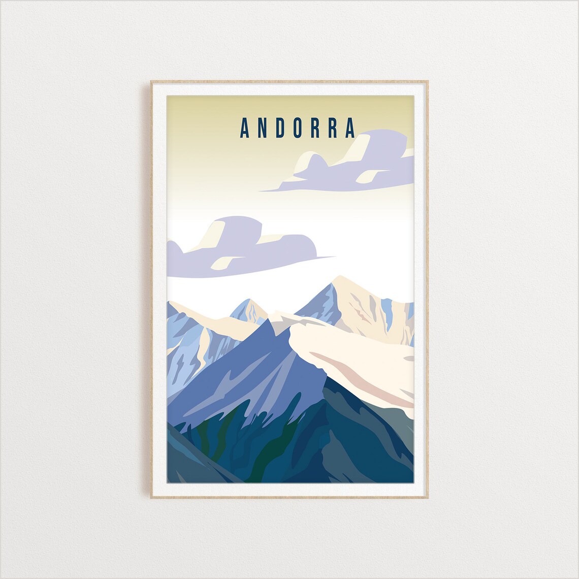 Andorra Snowy Mountain Peaks Alpine Landscape Vintage Travel Poster - Image 2