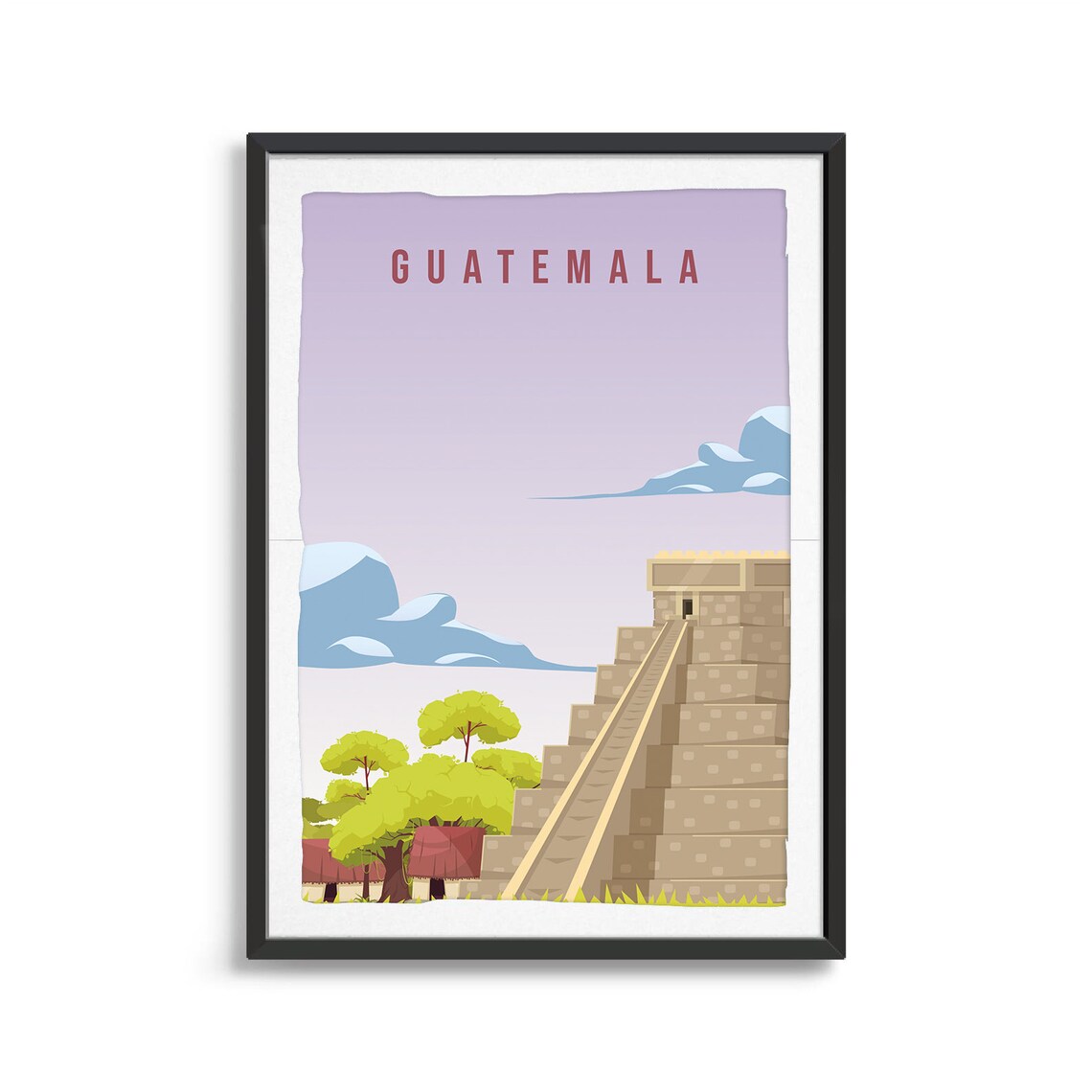 Guatemala Travel Poster Art Print, Country Illustration