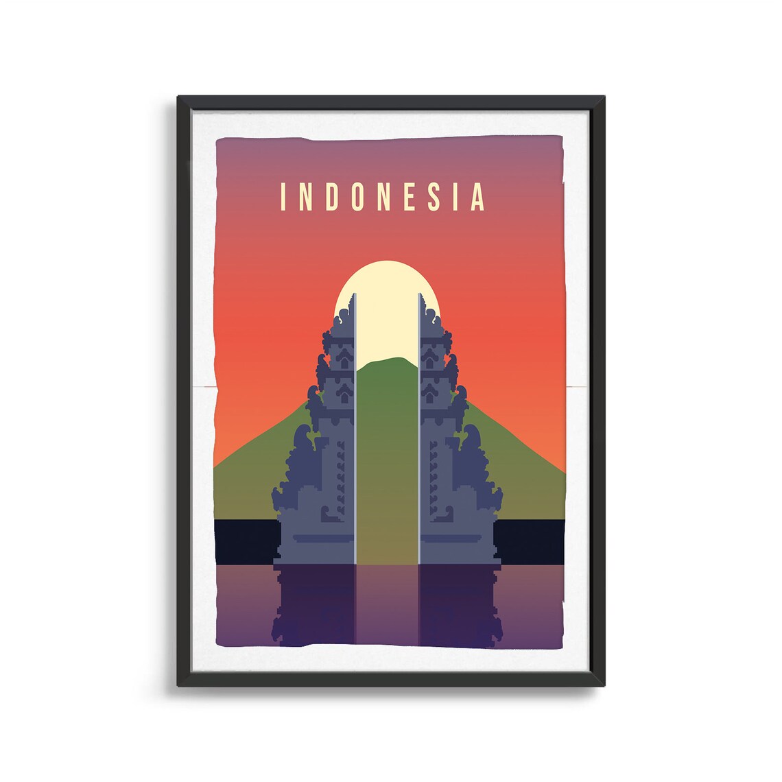 Indonesia Country Poster Art Print, Travel Illustration