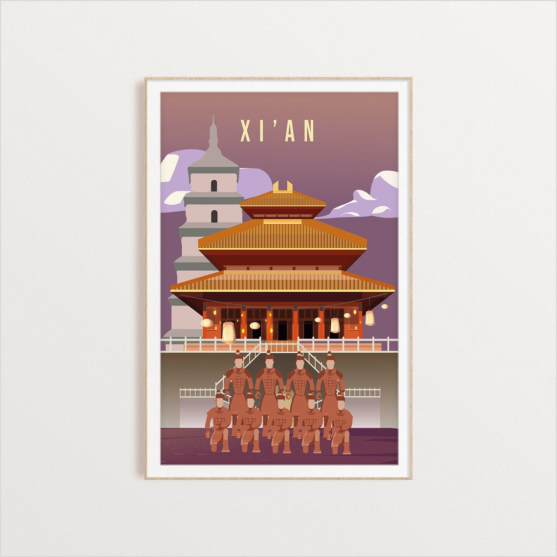 Xian Country Poster Art City Wall Art Country Art Country Poster Country Print Country Art Xian Travel Illustration