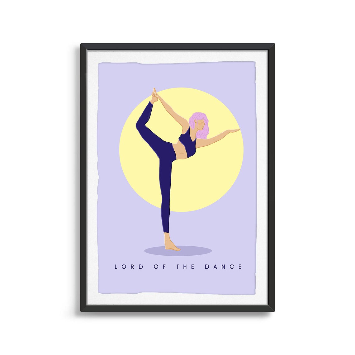 Lord Of The Dance Retro Yoga Standing Balance Sun Circle Flat Illustration Print - Image 2