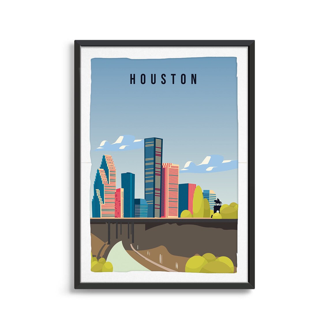 Houston City Travel Poster, City Art Print