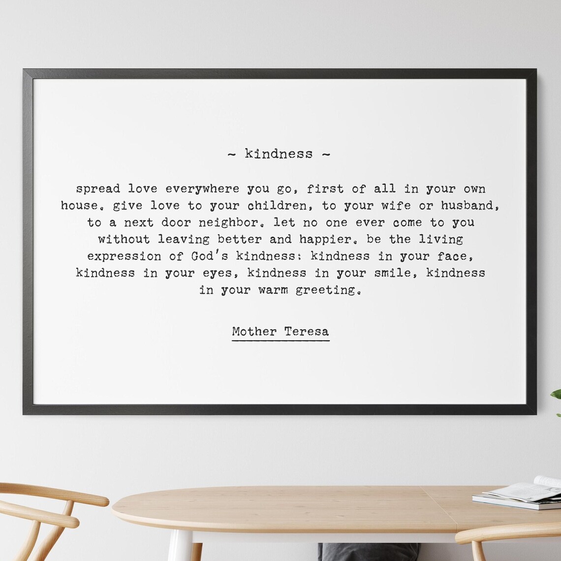 Kindness by Mother Teresa Quote, Inspiring Art Print