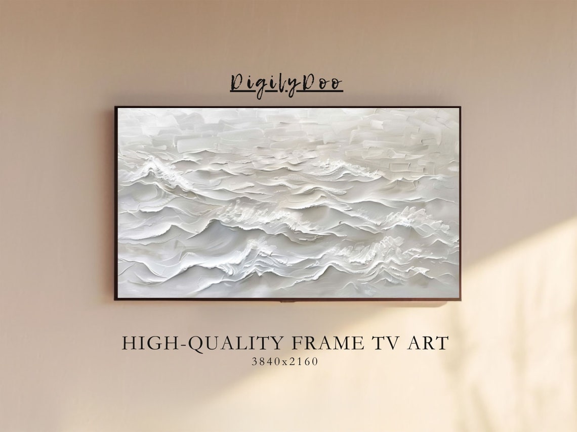 White Gray Abstract Waves Textured Monochrome Minimalist Sea Poster